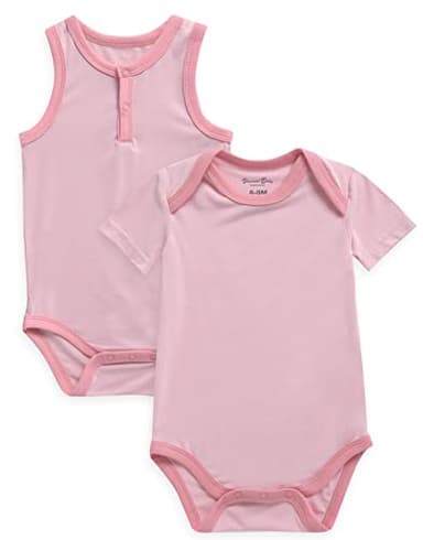 VAENAIT BABY 2-Pack Infant Toddler Summer Bodysuits Set Jelly Berrypink 24M - Image 1