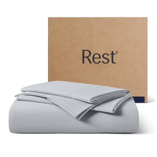 REST® Evercool®+ Starter Sheet Set, King, Light Gray, Breathable Bed Sheets for Hot Sleeper and Night Sweats, with Pillowcases, Ionic+ Self-Cleaning Silver Yarn for Sensitive Skin, 3PCS No Flat Sheet - Image 1