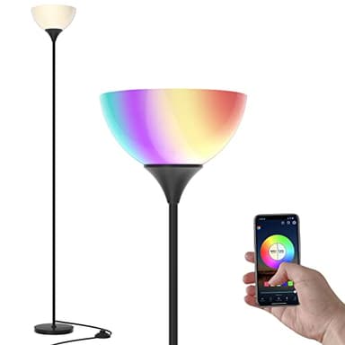 PESRAE Smart RGB Floor Lamps Work with Alexa, Google Assistant WiFi App, Modern Color Changing Floor Lamp, Dimmable Corner Floor Lamp for Living Room, Bedroom and Play Room (Without Remote Control) - Image 1