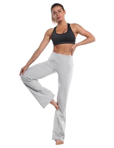 BUBBLELIME 29"/31"/33"/35" 4 Styles Women's Inner Pocket Bootcut Yoga Pants - Basic Cotton_HeatherGray M-35 Inseam - Image 4