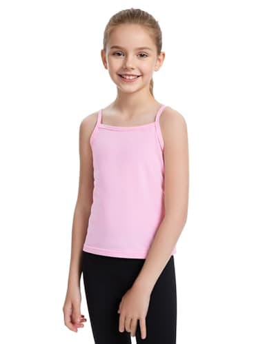 Auranso Girls Undershirts Toddler Cami Camisole Adjustable Straps Sleeveless Cotton Tank Tops for Girls Pink 9-10 Years - Image 3