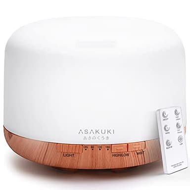 ASAKUKI Essential Oil Diffuser 500ml, Ultrasonic Aromatherapy Humidifier with Remote Control, 7 LED Colors, Timer & Auto-Off, Large Room Diffuser - Image 1