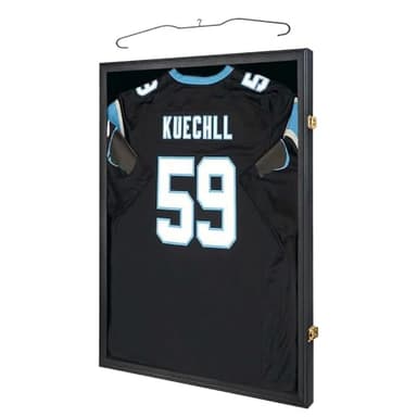 IHEIPYE Jersey Frame Display Case Shadow Box - Lockable with UV Protection Acrylic and Hanger for Baseball, Basketball, Football, Soccer, Hockey 2XL Sport Shirt and Uniform - Black - Image 1