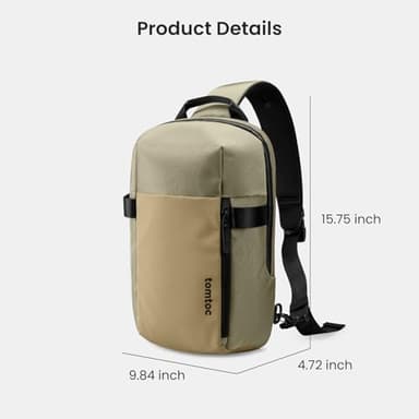 tomtoc 7L Sling Backpack Crossbody Bag for Men Women, EDC Daypack Chest Shoulder bag for 14-inch MacBook Pro M5, 13" MacBook Air/Pro, 13'' iPad Pro M5/iPad Air M3, Organized, Daily Use, Work, Travel-S - Image 8