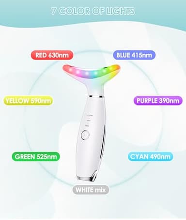 ELISHINE 7 Color Neck Face Massager - Facial Massager Tool for Skin Care at Home, Vibrating Face Massager with Thermals, Galvanic Machines White - Image 3