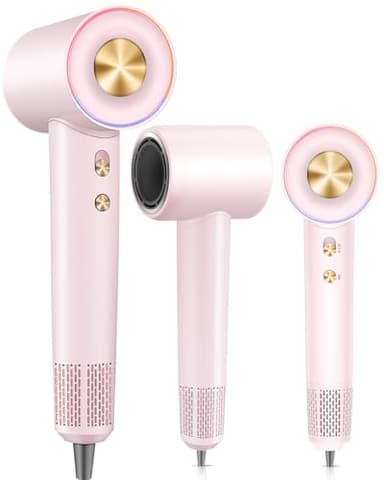 Hair Dryer,180000 RPM High-Speed Hair Blow Dryer with Brushless Motor, 500 Millions Negative Ionic Hair Dryer for Fast Drying, Quiet Thermo-Control Travel Hair dryers for Women Home Salon (Pink) - Image 1