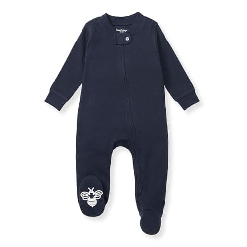Burt's Bees Baby Boys' Organic Cotton Sleep and Play Footed Pajamas, One-piece Zip Front Romper, Baby Essentials - Image 1