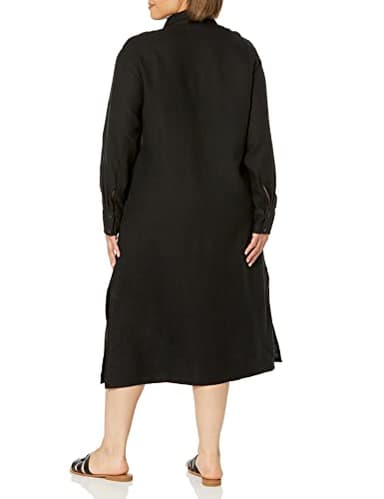 The Drop Women's Fiona Relaxed Linen Midi Shirt Dress, Black, XL - Image 5