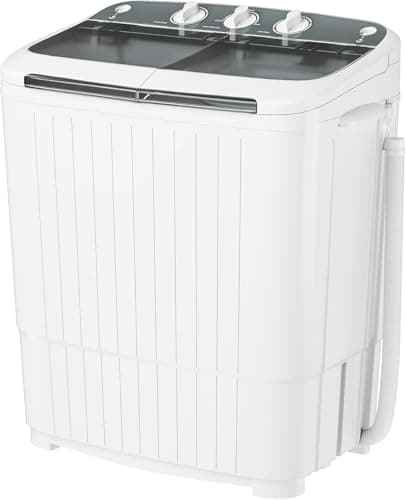 Patiomore 12 lbs Portable Washing Machine, Mini Washer and Spin Dryer Combo, Built-in Gravity Drain, Compact Laundry Washer with Drain Pump & Timer Control for Apartment，Dormitory，Camping(Grey) - Image 1