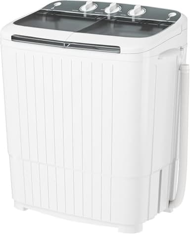 Patiomore 12 lbs Portable Washing Machine, Mini Washer and Spin Dryer Combo, Built-in Gravity Drain, Compact Laundry Washer with Drain Pump & Timer Control for Apartment，Dormitory，Camping(Grey) - Image 1