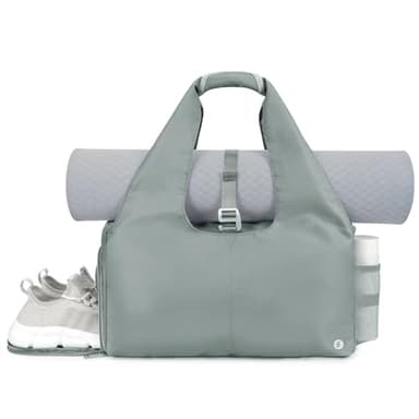 sportsnew Yoga Gym Bags for Women with Shoes Compartment and Wet Dry Storage Pockets with Adjustable Yoga Mat Holder, Grey - Image 1