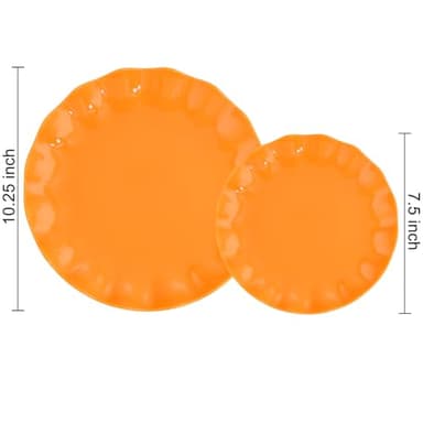 LIYH 24 Pcs Orange Scalloped Plates - Sturdy Plastic Orange Plates for Halloween & Thanksgiving Party Dishwasher Safe Reusable (12 Guests) - Image 2