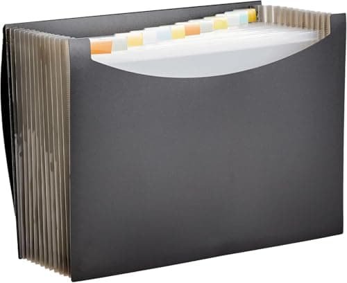 Amazon Basics Expanding Organizer File Folder, Letter Size - Black, 1-Pack - Image 1