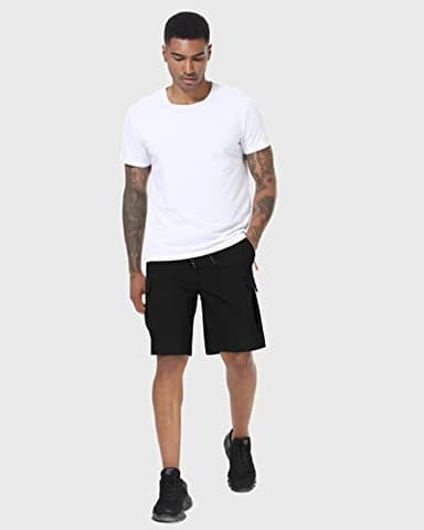 Men's Cargo Shorts Quick Dry Lightweight Stretch Hiking Shorts for Men with 5 Pockets No Lining Black - Image 3