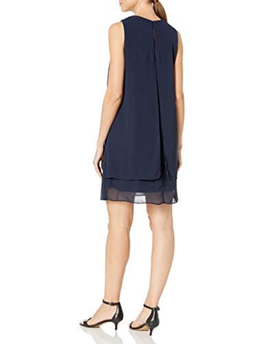S.L. Fashions Women's Sleeveless Cutout Pearl Neck Dress, Navy, 16 - Image 2