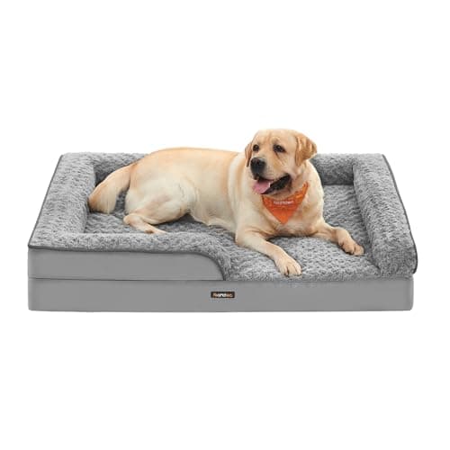 Feandrea Orthopaedic Dog Bed for Large Dogs, Waterproof Dog Sofa Bed with Removable Washable Cover, 42 x 32 x 7 Inches, Dove Gray UPGW253G01 - Image 1