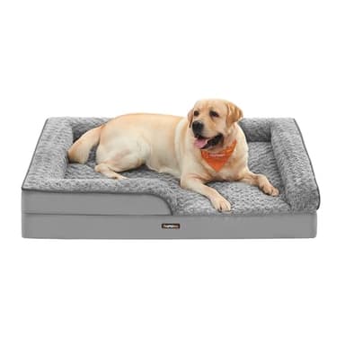 Feandrea Orthopaedic Dog Bed for Large Dogs, Waterproof Dog Sofa Bed with Removable Washable Cover, 42 x 32 x 7 Inches, Dove Gray UPGW253G01 - Image 1