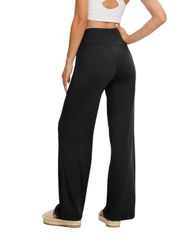 ZOOSIXX Soft Black Pajama Pants for Women, Wide Leg Comfy Casual Lounge Yoga Capri Pants 22'' / 30'' - Image 2