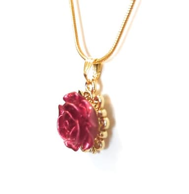 Red Rose Bloom Pendant Dainty Charm Necklace Plated Gold Snake Chain 18 Inch Gift Boxed Forever Flower Jewelry - Image 4