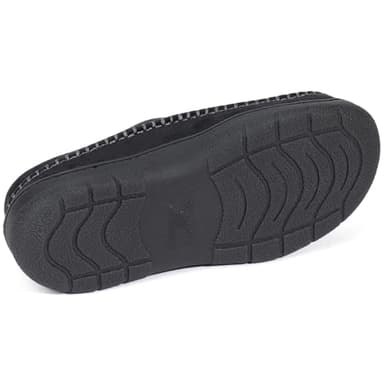 Zigzagger Men's Slip On Moccasin Slippers, Indoor/Outdoor Warm Fuzzy Comfy House Shoes, Fluffy Wide Loafer Slippers,Jet Black, 11-12 D(M) US - Image 5