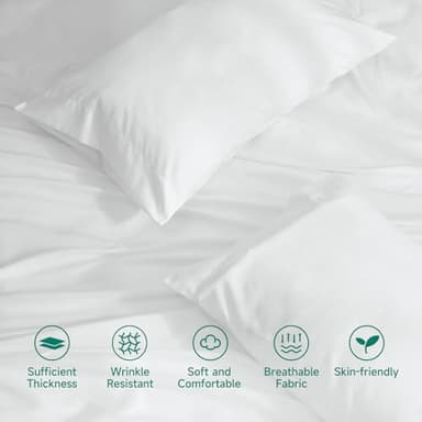 4 Piece Queen Size Bed Set, Upgraded Cooling Deep Pocket Comfy Breathable Hotel Luxury Bedding, Extra Soft & Wrinkle Free Sheets Cover, Queen Sheets up to 16 inch, White - Image 2