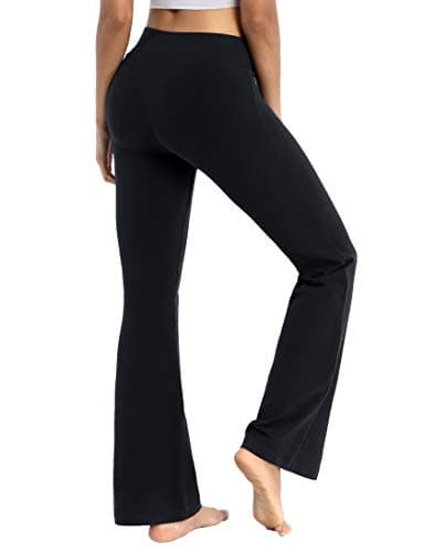 BUBBLELIME 29"/31"/33"/35" 4 Styles Women's Inner Pocket Bootcut Yoga Pants - Basic Cotton_Black M-37 Inseam - Image 1