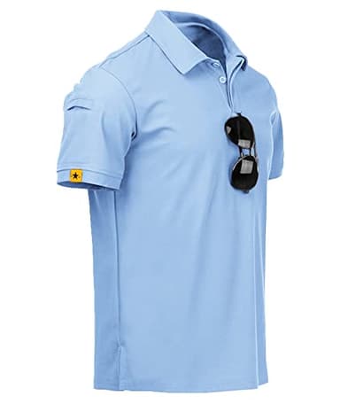 V VALANCH Moon Blue Polo Shirts for Men Short Sleeve Summer Collared Golf Polo Athletic Shirts - Image 1