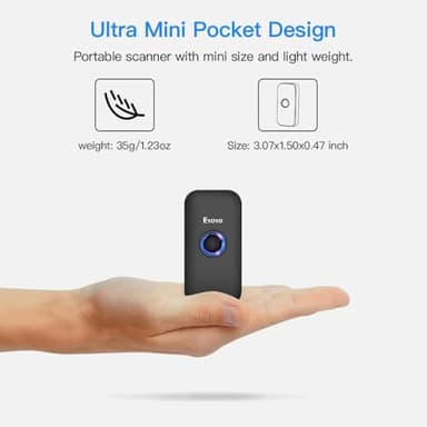 Eyoyo Mini 1D Bluetooth Barcode Scanner, 3-in-1 Bluetooth & USB Wired & 2.4G Wireless Barcode Reader Portable Bar Code Scanning Work with Windows, Android, iOS, Tablets or Computers - Image 2