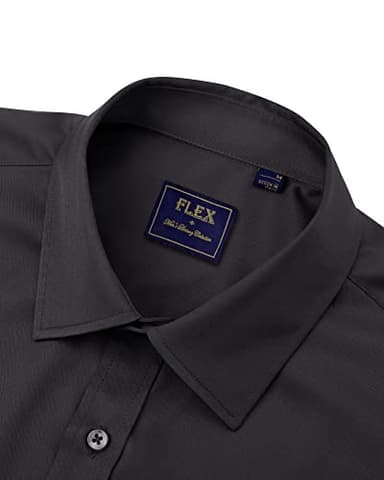 Alimens & Gentle Men's Dress Shirts Long Sleeve Wrinkle-Free Stretch Shirts Solid Formal Button Down Shirt with Pocket Black - Image 3