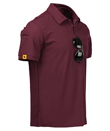 V VALANCH Wine Red Polo Shirts for Men Short Sleeve Summer Collared Golf Polo Athletic Shirts - Image 1