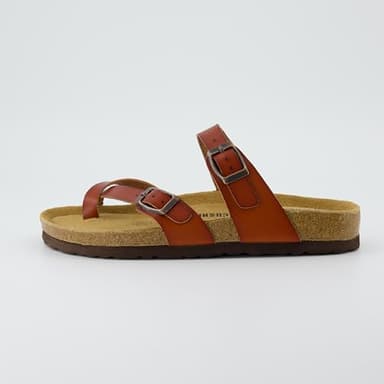 CUSHIONAIRE Luna Crossover Toe Strap Womens Sandals – Cork Footbed Slides with Adjustable Straps, Summer Sandals for Women 2025, WHISKEY 6 - Image 7