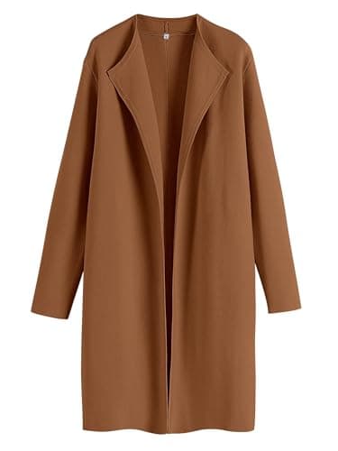 ANRABESS Women's Long Cardigans Sweater 2025 Fall Dressy Casual Lapel Knit Warm Trench Coatigan Oversized Blazer Jacket Coat Caramel Small - Image 1