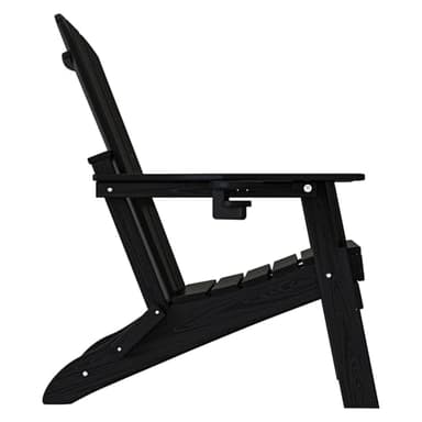 Plawdlik Folding Adirondack Chair, SGS Tested, Wooden Textured with Cup Holder, Heavy All-Weather HDPE Comfortable Set Poolside Backyard Lawn Black - Image 10