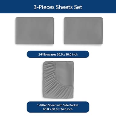 Extra Deep Pocket Queen Sheet Sets for Air Mattress - Deep Pocket Sheets Queen Size Sets - Sheets with Pocket on Side - Easily Fits Extra Deep 16 in to 24 in Pillow Top Air Mattress (Grey) - Image 2