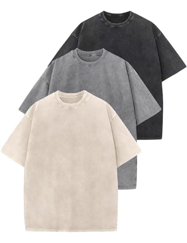 Yimoon 3 Pack Oversized Tshirts for Women Washed Vintage Baggy Boyfriend Tees Short Sleeve Unisex Cotton Tops(Blackgreybeige-XL) - Image 1