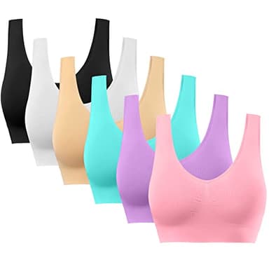 BESTENA 6 Pack Sports Bras for Women, Seamless Comfortable Workout Sleep Bra with Removable Pads - Image 1