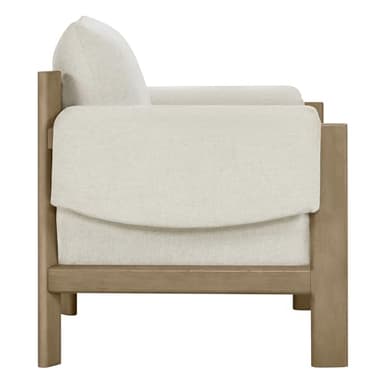 CHITA Accent Chair, Mid Century Modern Fabric Upholstery Armchair for Living Room, Grey Solid Wood Frame, Fabric in Linen - Image 7