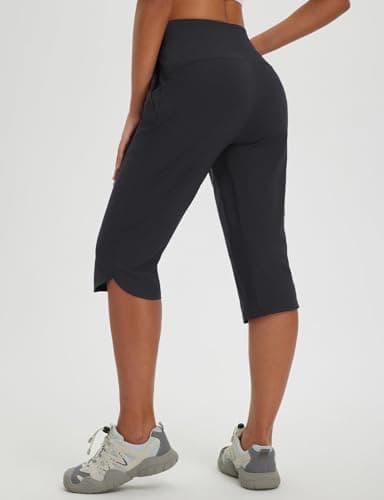 baleaf Women's 17'' Capri Pants Lighweight Cargo Capris Quick Dry Zipper Pockets Hiking Biking Casual Outdoor Black XL - Image 2