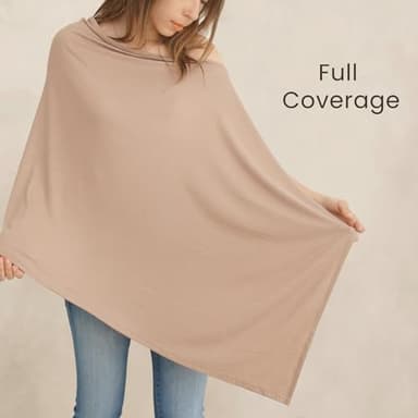 Konssy Knit Nursing Cover for Breastfeeding, 360 Full Privacy Breathable Breastfeeding Cover, Multi-use Carseat Canopy(Clay) - Image 4