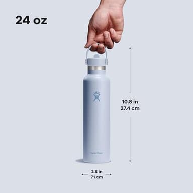Hydro Flask Water Bottle - Insulated Stainless Steel - Straw Lid, Non Spill, Leakproof 24 Oz Surf Blue - Image 7