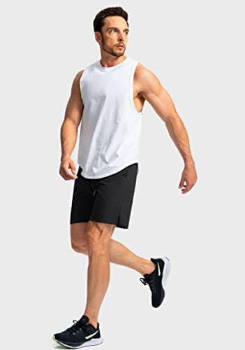 Men's Running Shorts with Zipper Pockets 7 Inch Lightweight Quick Dry Gym Athletic Workout Shorts for Men (Black, L) - Image 6