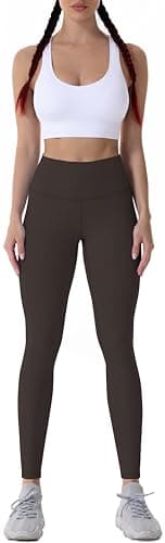 Sunzel Workout Leggings for Women, Squat Proof High Waisted Yoga Pants 4 Way Stretch, Buttery Soft, 28" Inseam Seal Brown, Large - Image 6