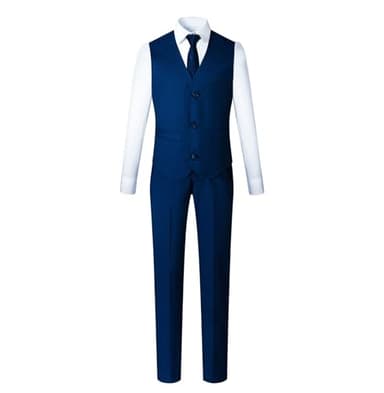 Boys Suit Slim Fit 5 Pieces Teens Blue Formal Wedding Suits for Boys Dress Clothes Set Size 12 - Image 4