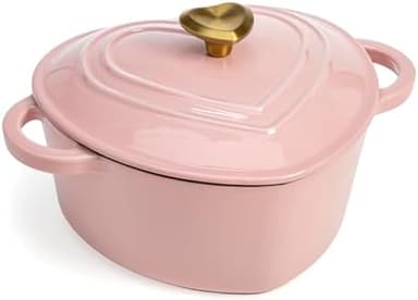 Paris Hilton Enameled Cast Iron Dutch Oven Heart-Shaped Pot with Lid, Dual Handles, Works on All Stovetops, Oven Safe to 500°F, 2-Quart, Pink - Image 2