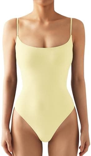 SUUKSESS Women Sexy Square Neck Thong Bodysuit Backless Cami Bodysuit Top - Image 3