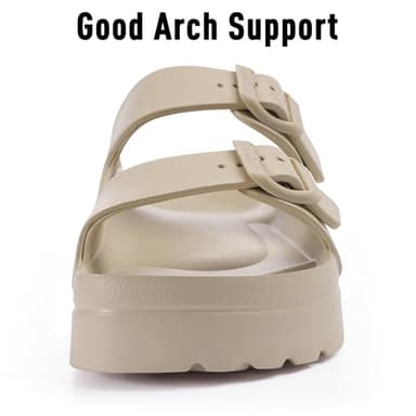 Goosecret Women's Platform Sandals with Arch Support Chunky Lightweight Foam Slip on Slides Comfortable Summer Beach Sandals with Adjustable Buckle Nude, 39(size 8-8.5) - Image 5