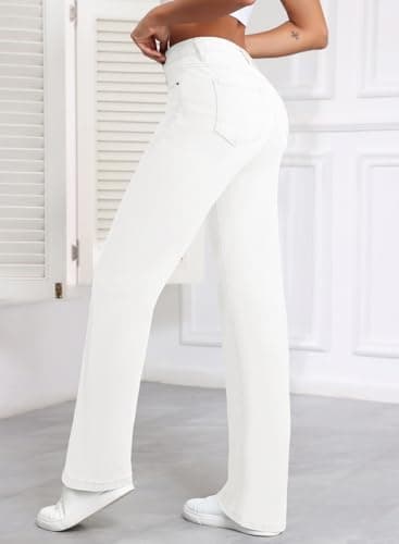 Sidefeel Women's Wide Leg Jeans Casual High Waisted Straight Zimbaplatinum Denim Pants with Pockets - Image 4