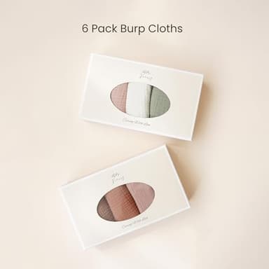 Konssy Muslin Baby Burp Cloths 6 Pack, Soft Absorbent 100% Cotton Burping Clothes for Newborns, Baby Boys and Girls, Unisex - Image 6