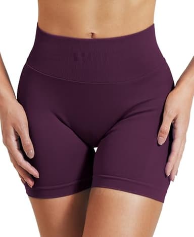 VOYJOY Women Workout Impact Shorts 2.5"/ 3.6"/ 4.5"/ 6" Scrunch Butt Lifting Gym Seamless Booty Biker Shorts Black Cherry - Image 5