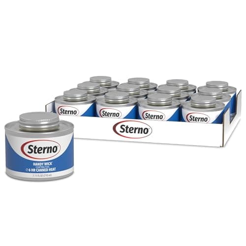 Sterno Fuel Cans - 6-Hour Burn, (12-Pack) Chafing Dish Fuel Can Burners for Food Warmer, Resealable Twist Chafer Fuel Canned Heat, Handy Wick - Image 1